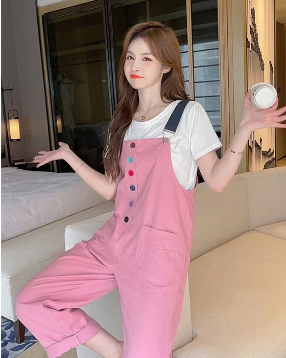 Korean Style Bib Jumpsuit Set - Image 4