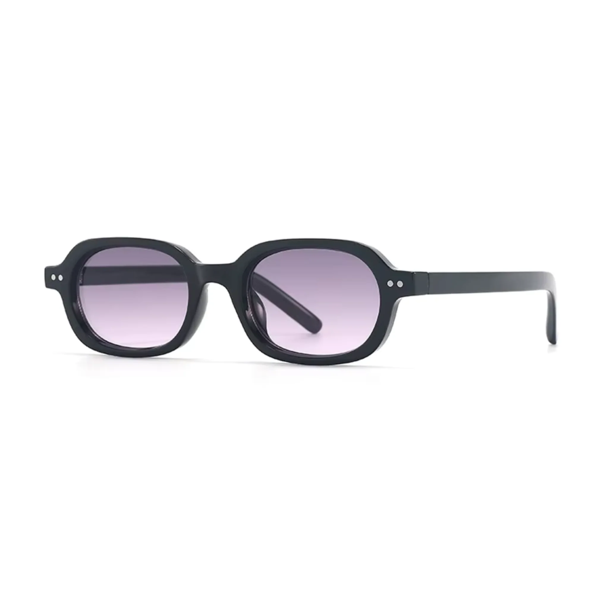 Korean V2 Black Purple Gradient Rectangle Sunglasses - Image 3