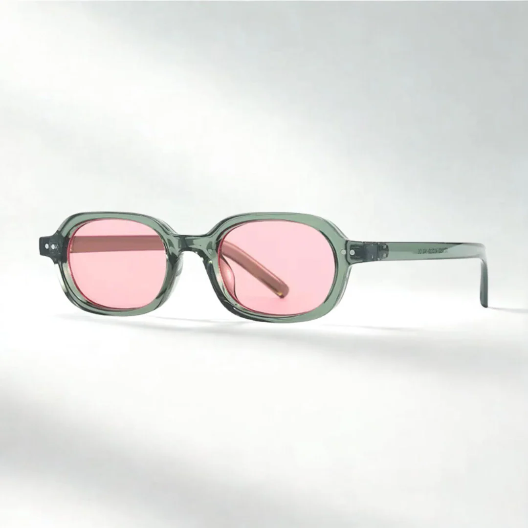 Korean V2 Green Pink Rectangle Sunglasses