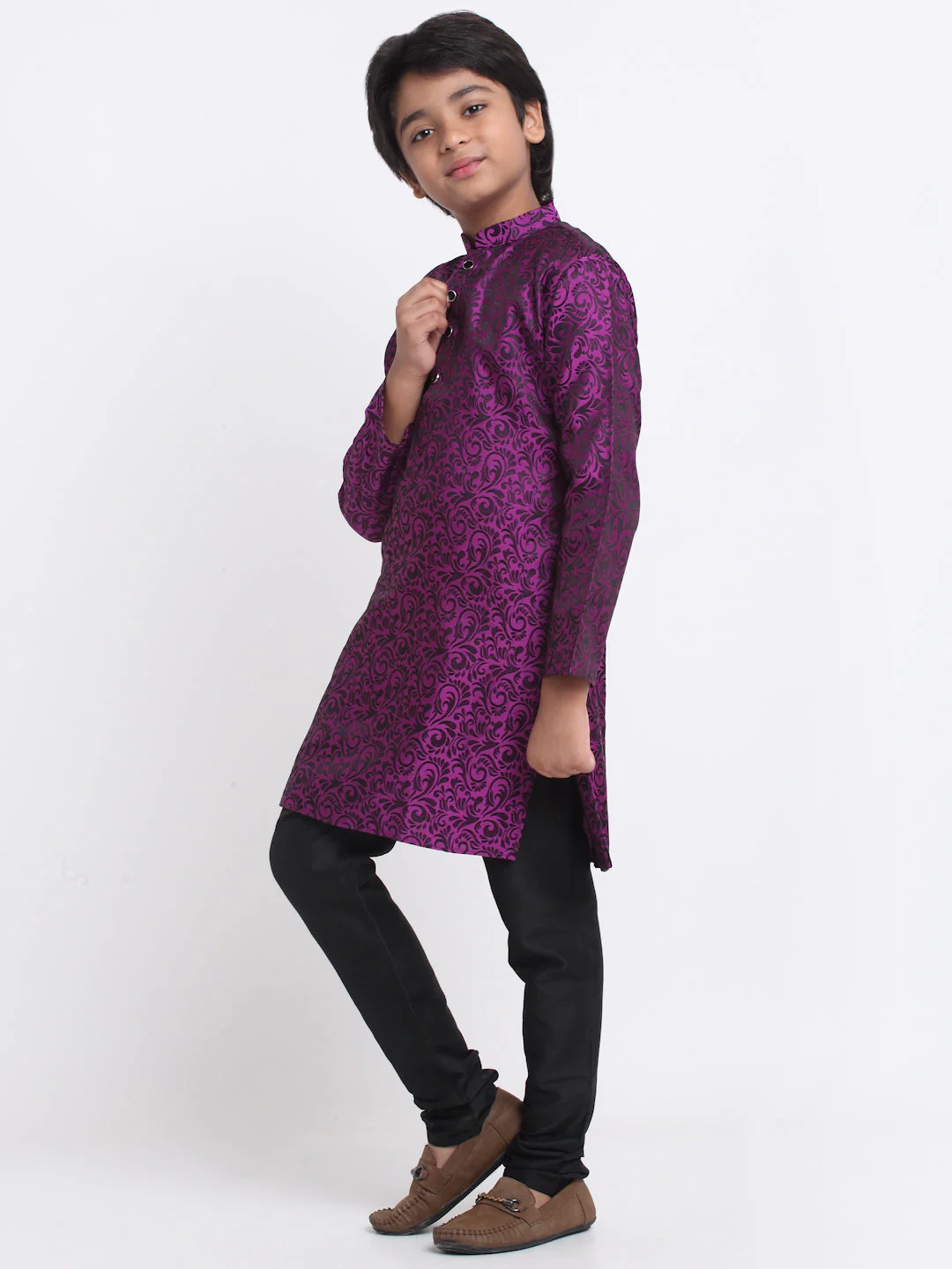 KRAFT INDIA Boy's Jacquard Woven Design Kurta & Pyjama Set - Image 9