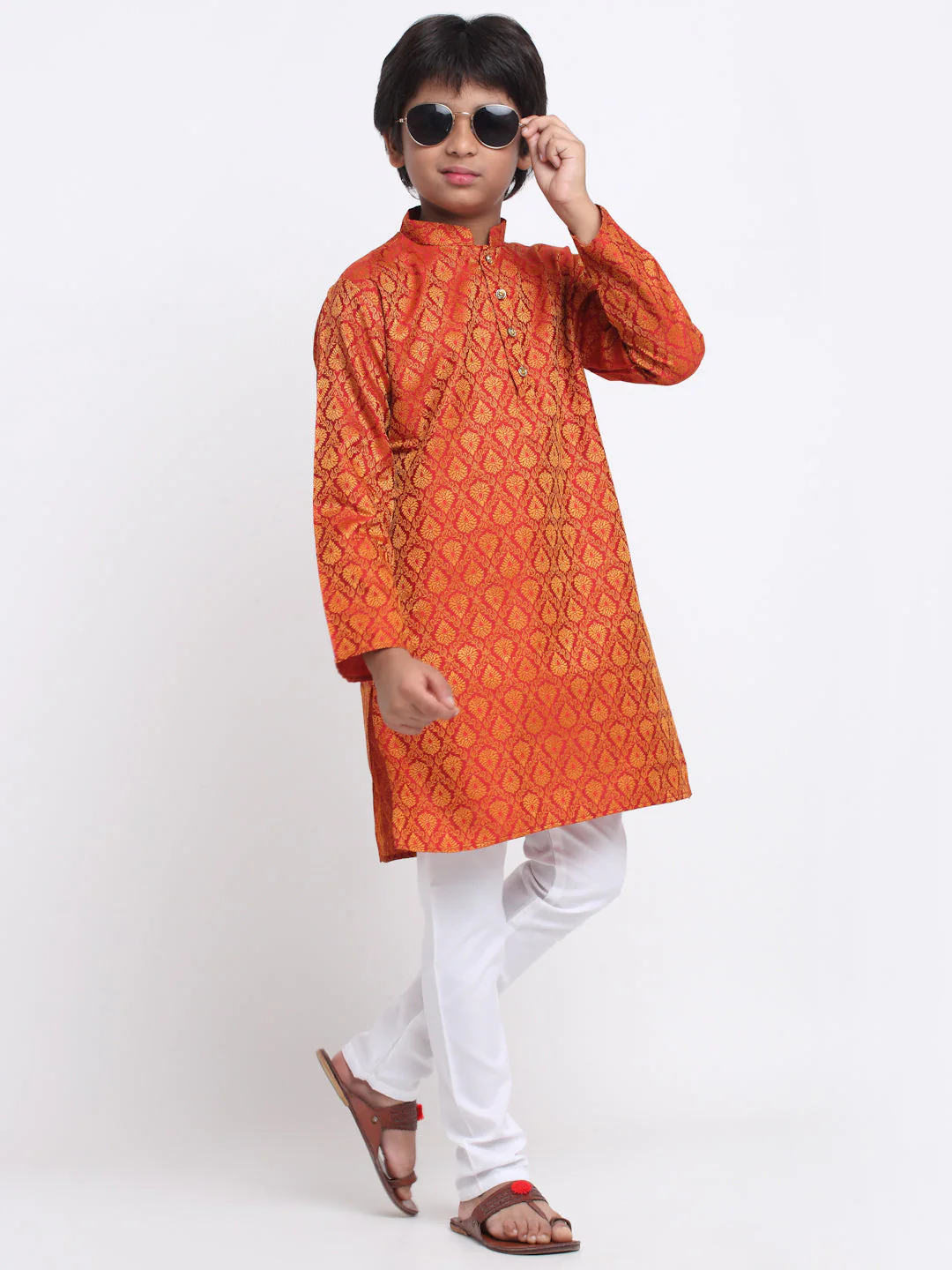 KRAFT INDIA Boy's Jacquard Woven Design  Kurta &  Pyjamas Set - Image 4