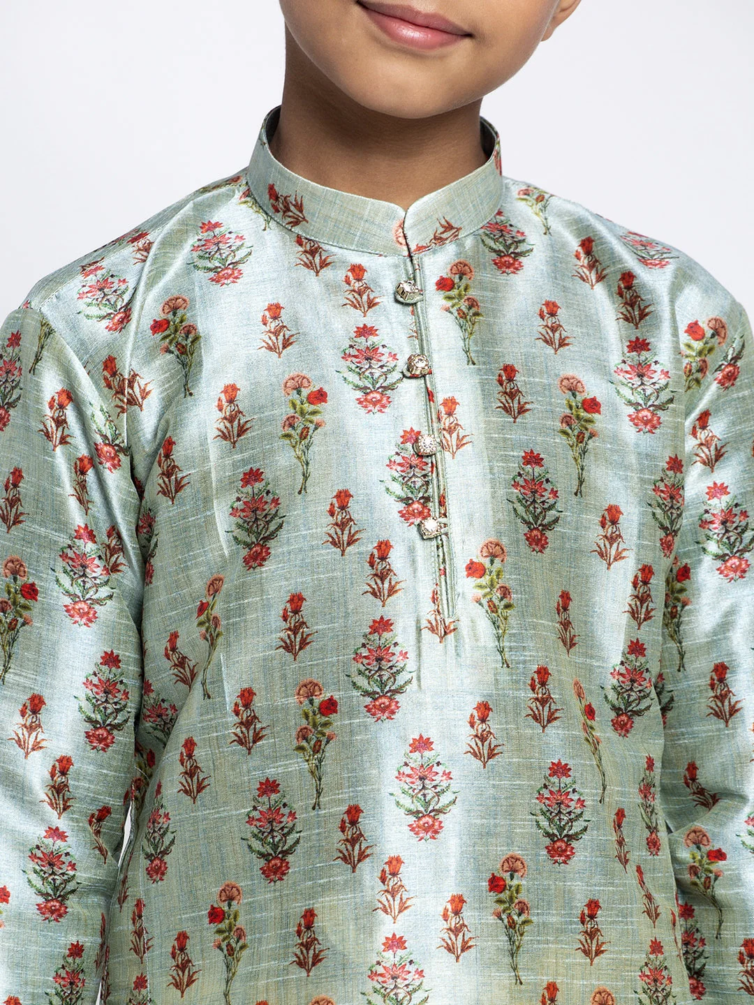 KRAFT INDIA Boy's Silk Blend Printed Kurta and Churidar - Image 4