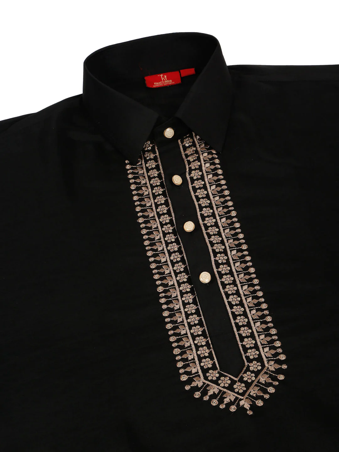 KRAFT INDIA Luxe Print Cotton Silk Yoke Design Kurta With Beige Elastic Waistband Salwar Set - Image 5