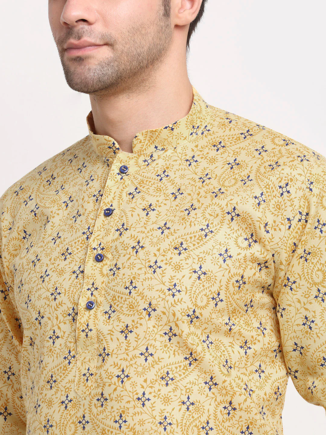 KRAFT INDIA Men Cotton Blend Floral Print Kurta Pyjama Set - Image 14