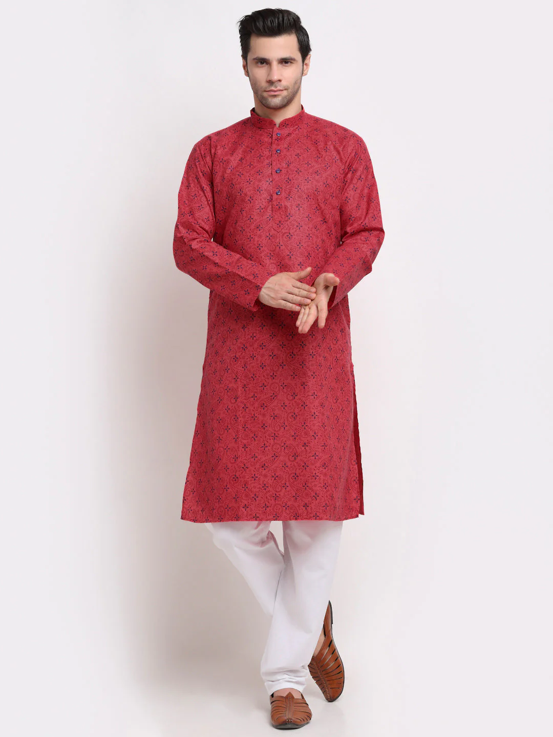 KRAFT INDIA Men Cotton Blend Floral Print Kurta Pyjama Set - Image 16