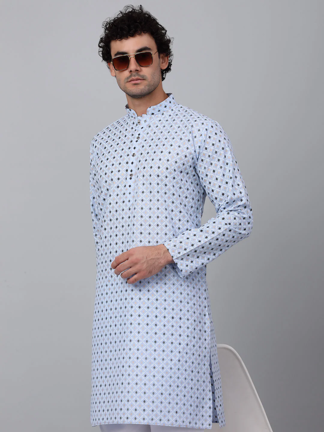 KRAFT INDIA Men Cotton Floral Printed Knee Length Kurta Only - Image 22