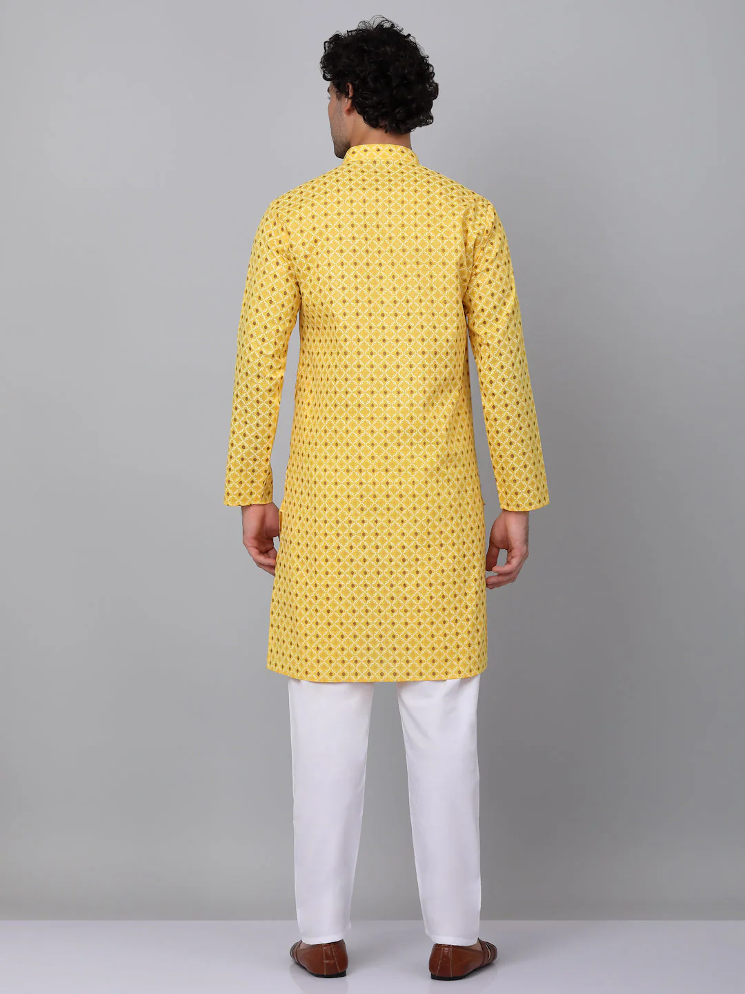 KRAFT INDIA Men Cotton Floral Printed Knee Length Kurta Only - Image 25
