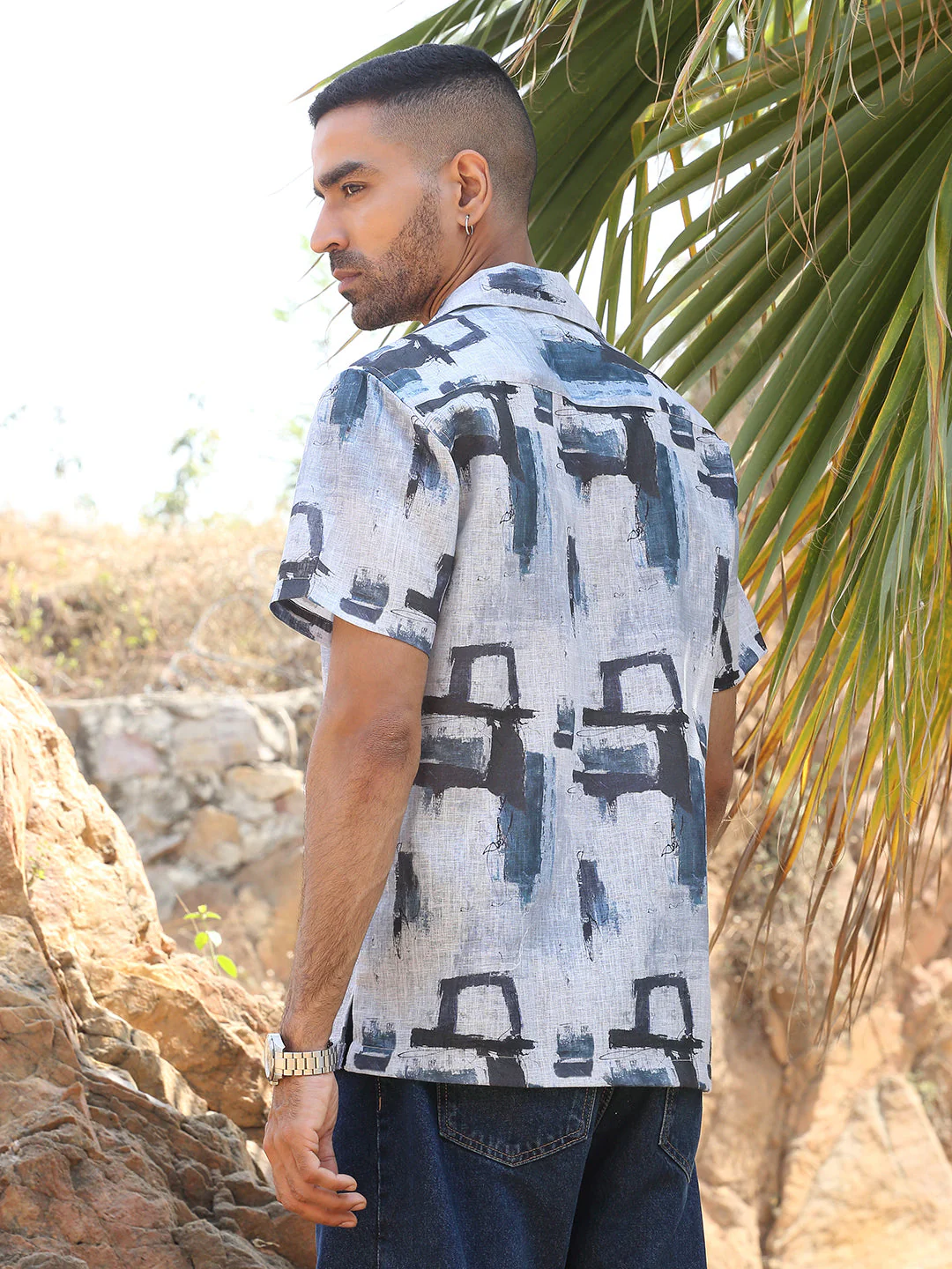 KRAFT INDIA Men Cotton Linen Cuban Collar Printed Casual Shirt - Image 12