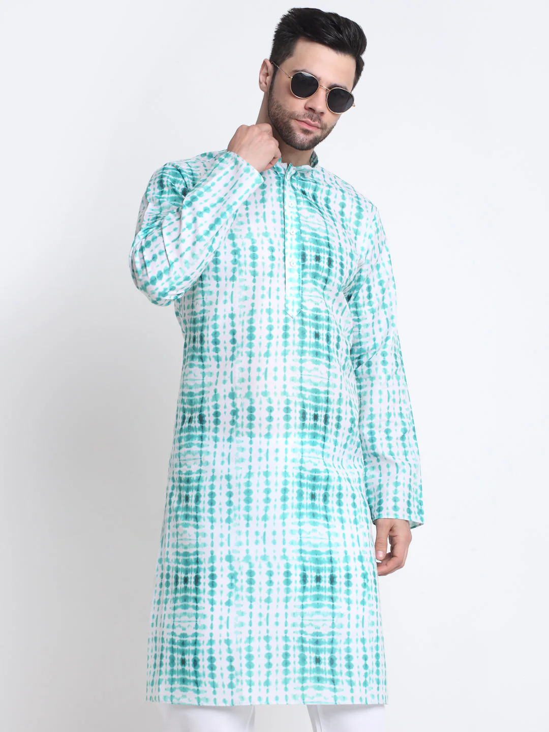 Kraft India Men Cotton Tie-Dye Print Kurta and Pyjama Set - Image 13