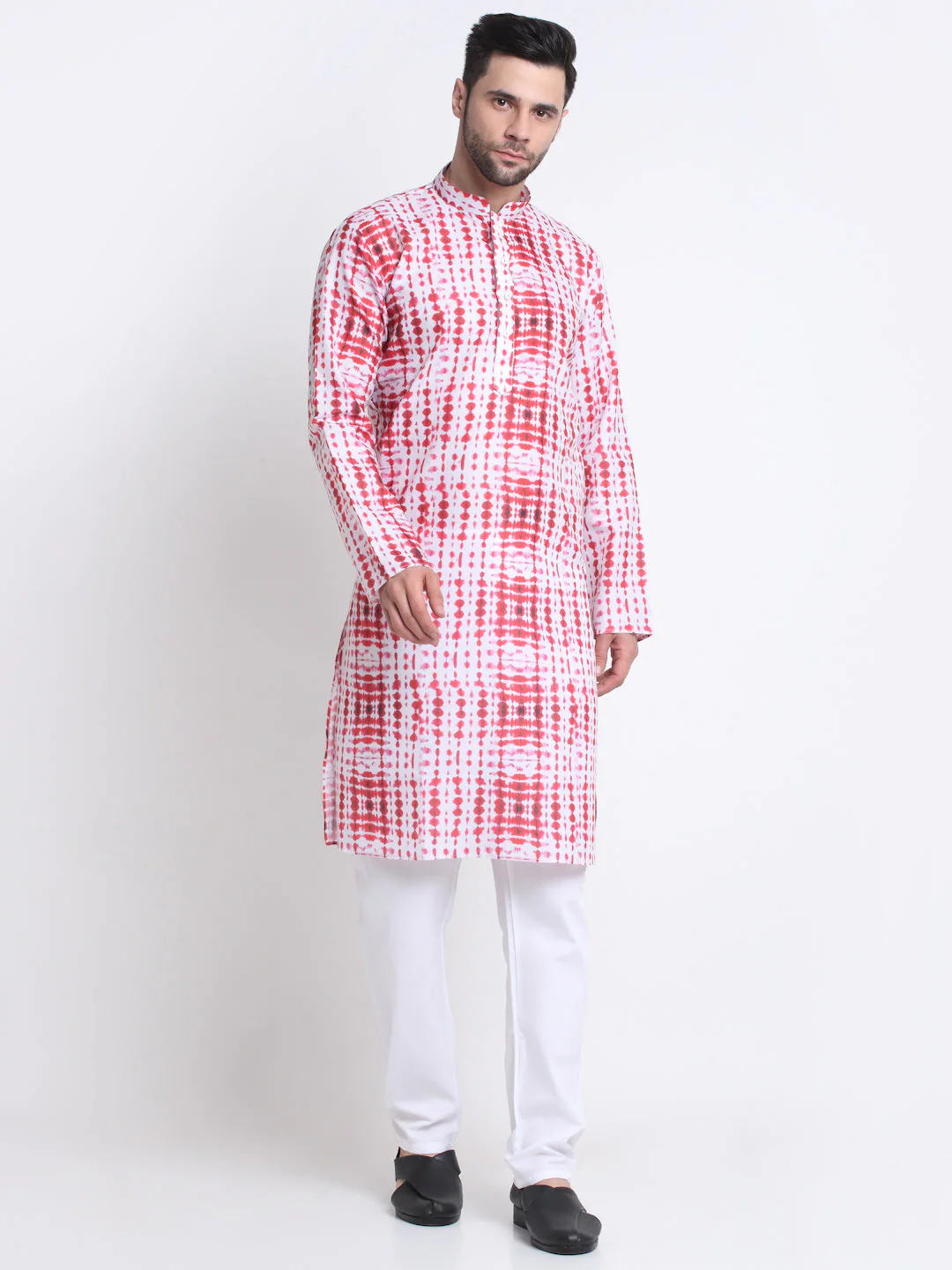 Kraft India Men Cotton Tie-Dye Print Kurta and Pyjama Set - Image 3