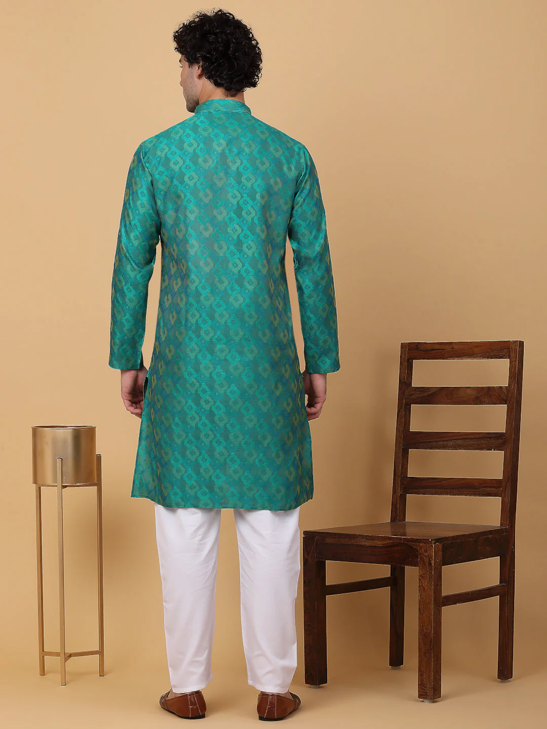 KRAFT INDIA Men Jacquard Knee Length Kurta Only - Image 2