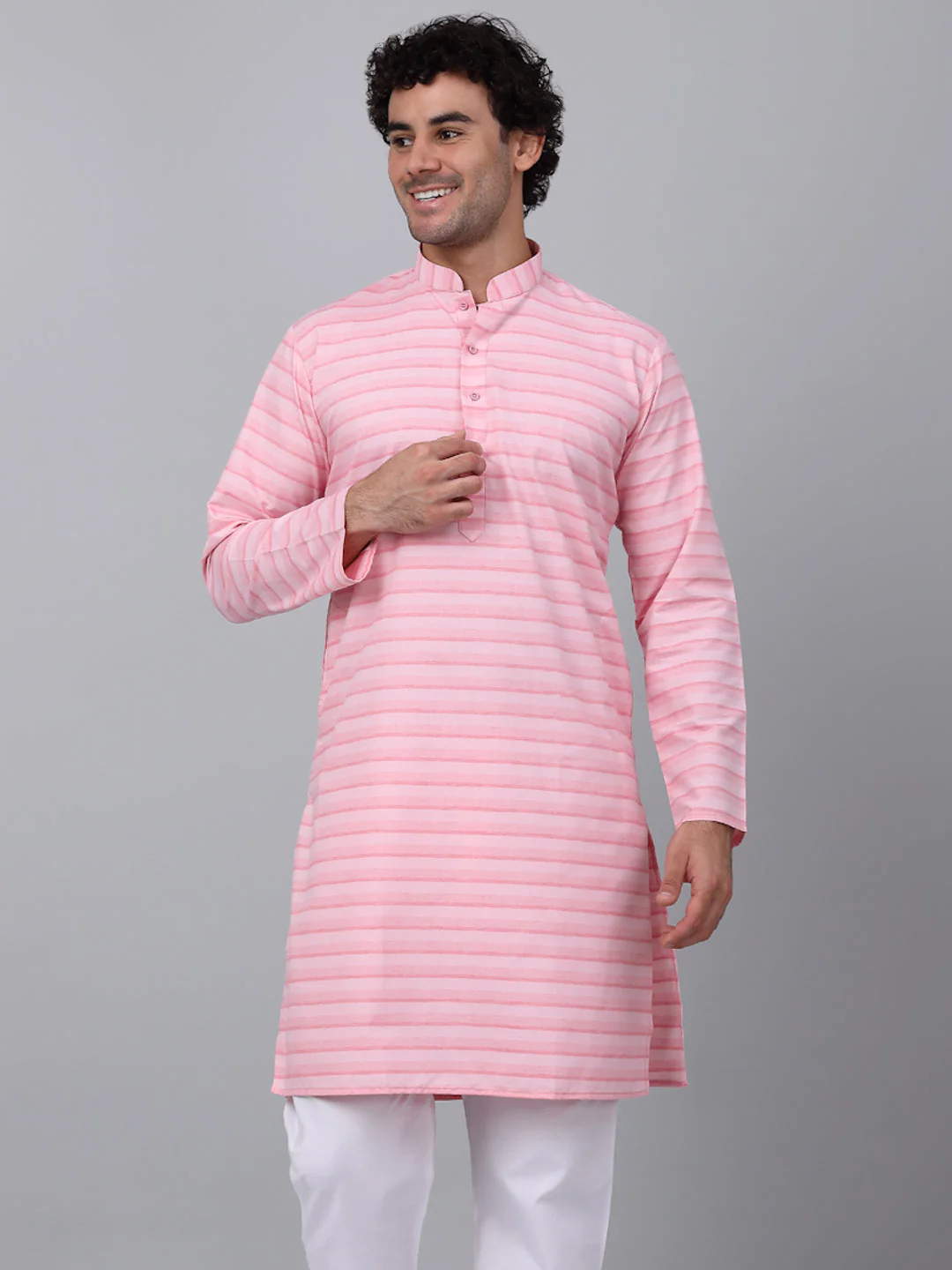 KRAFT INDIA Men Pure Cotton Striped Knee Length Kurta Only - Image 11