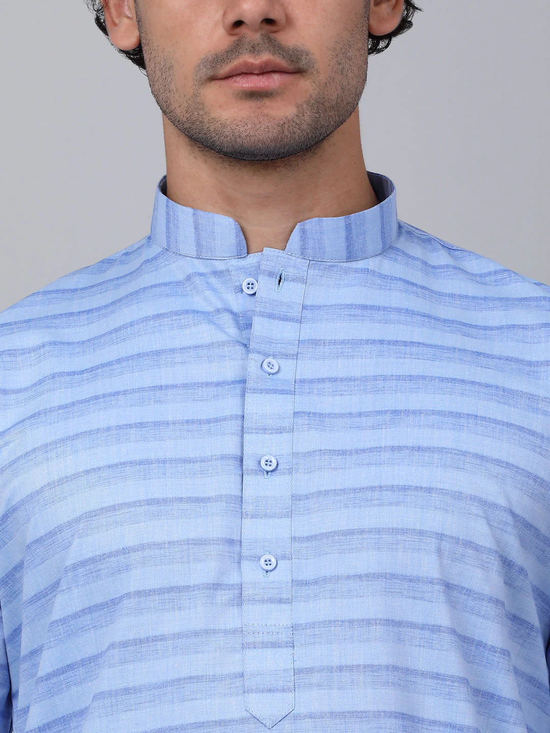 KRAFT INDIA Men Pure Cotton Striped Knee Length Kurta Only - Image 3