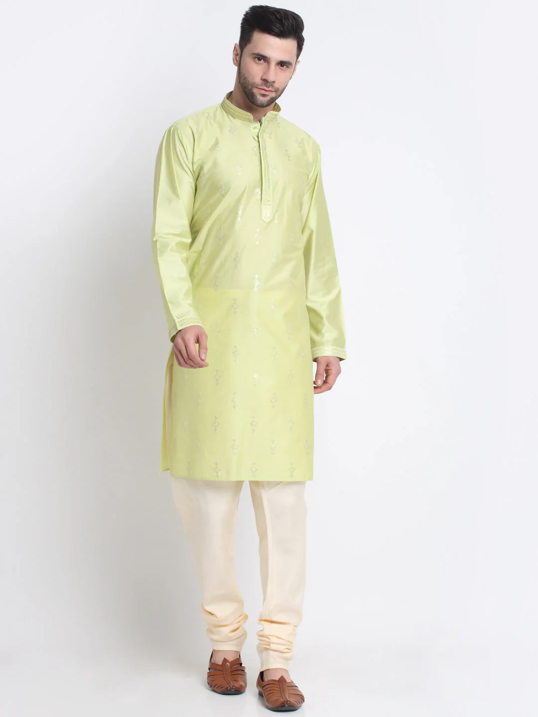 Kraft India Men Silk Embroided Sequence Kurta Only - Image 14