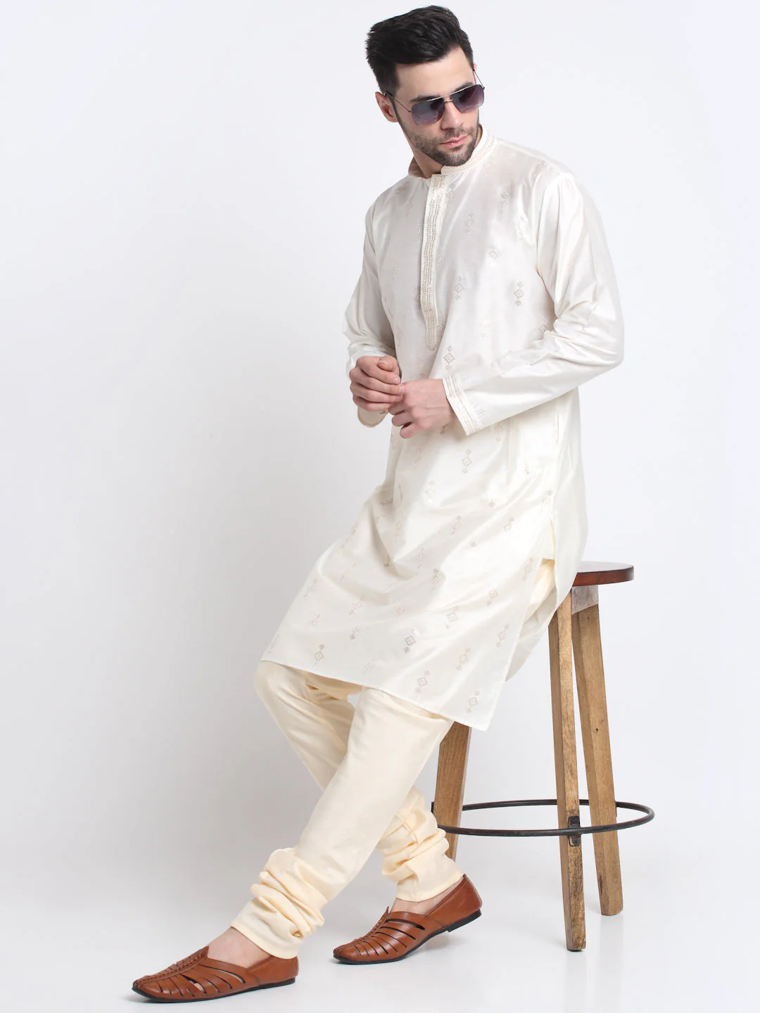 Kraft India Men Silk Embroided Sequence Kurta Only - Image 9
