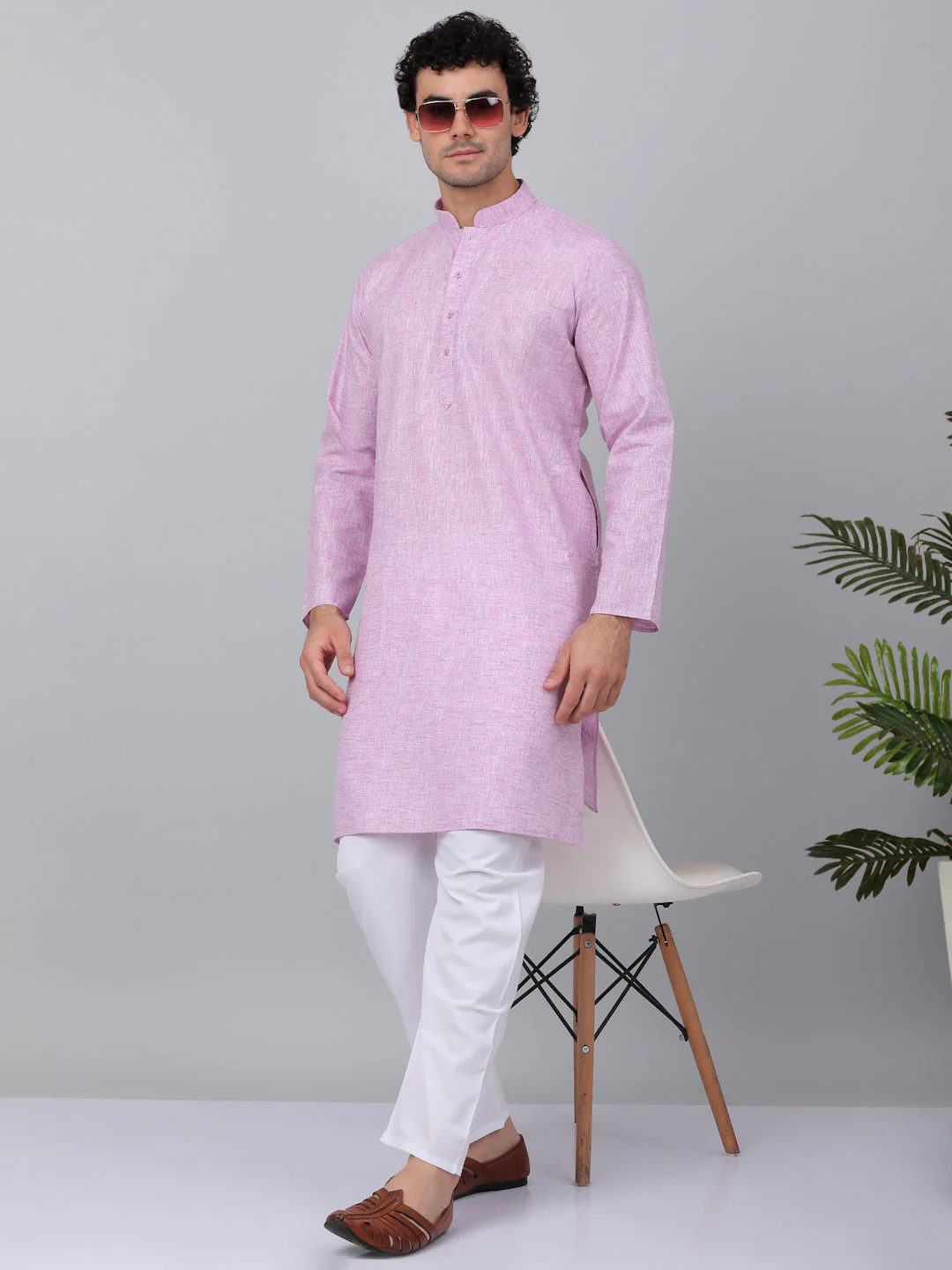 KRAFT INDIA Men Solid Linen Knee Length Kurta Only - Image 15