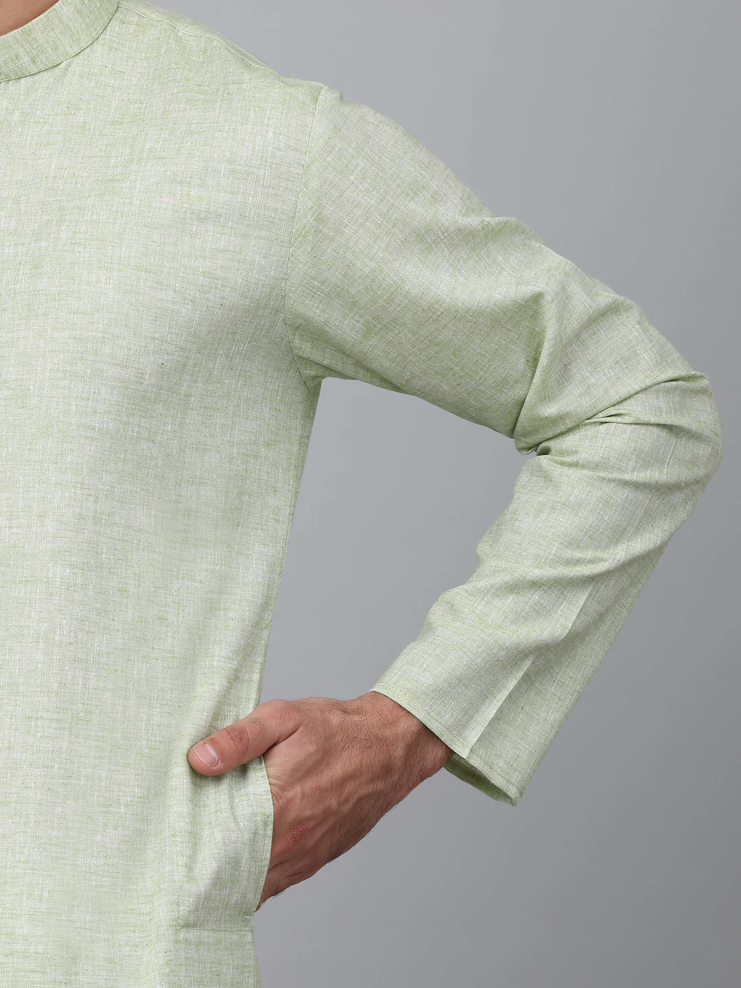 KRAFT INDIA Men Solid Linen Knee Length Kurta Only - Image 24