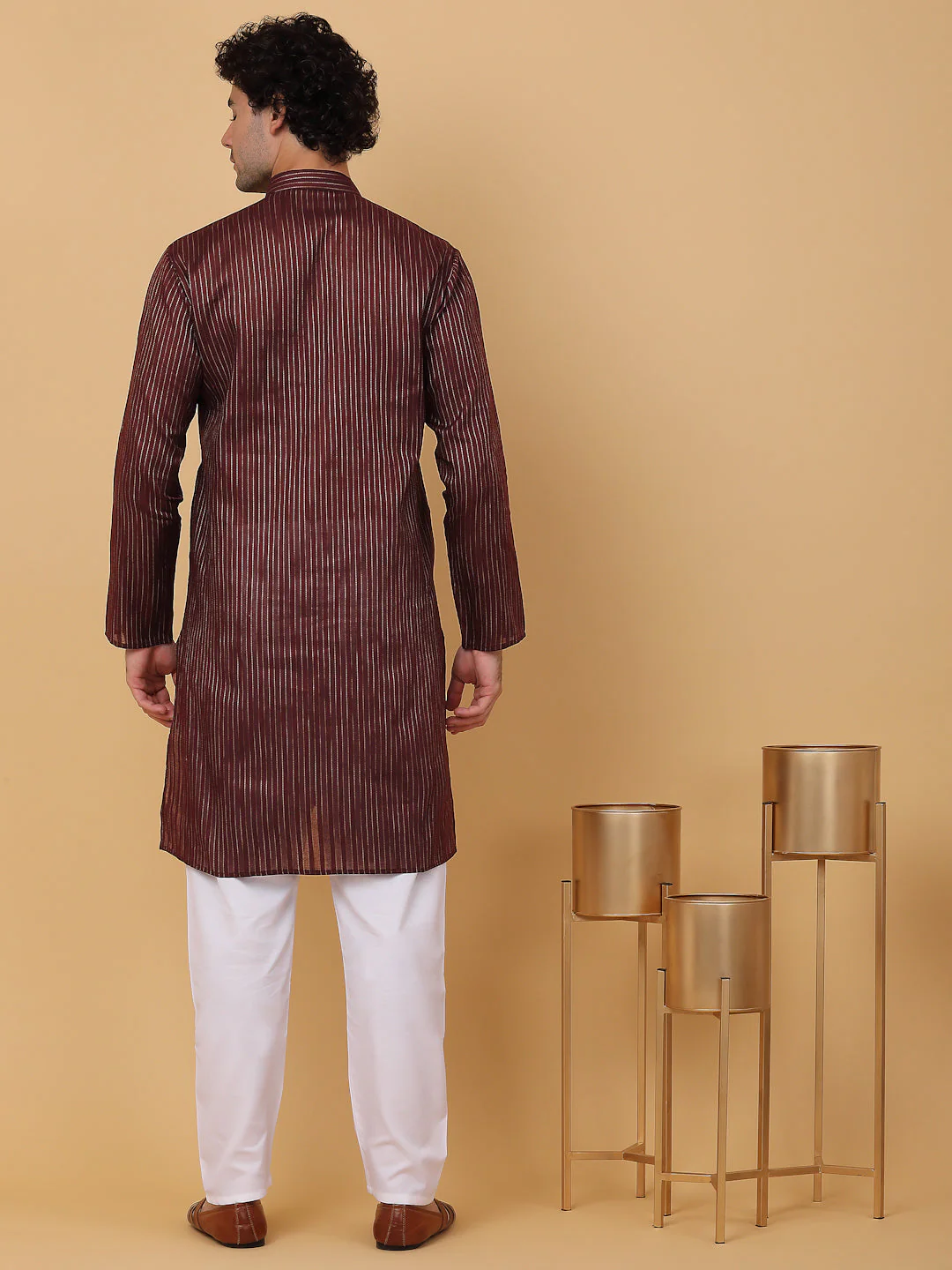 KRAFT INDIA Men Striped Pure Cotton Knee Length Kurta Only - Image 11