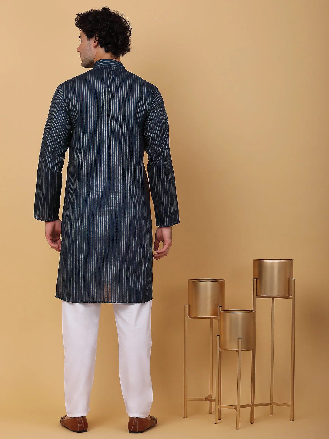KRAFT INDIA Men Striped Pure Cotton Knee Length Kurta Only - Image 16