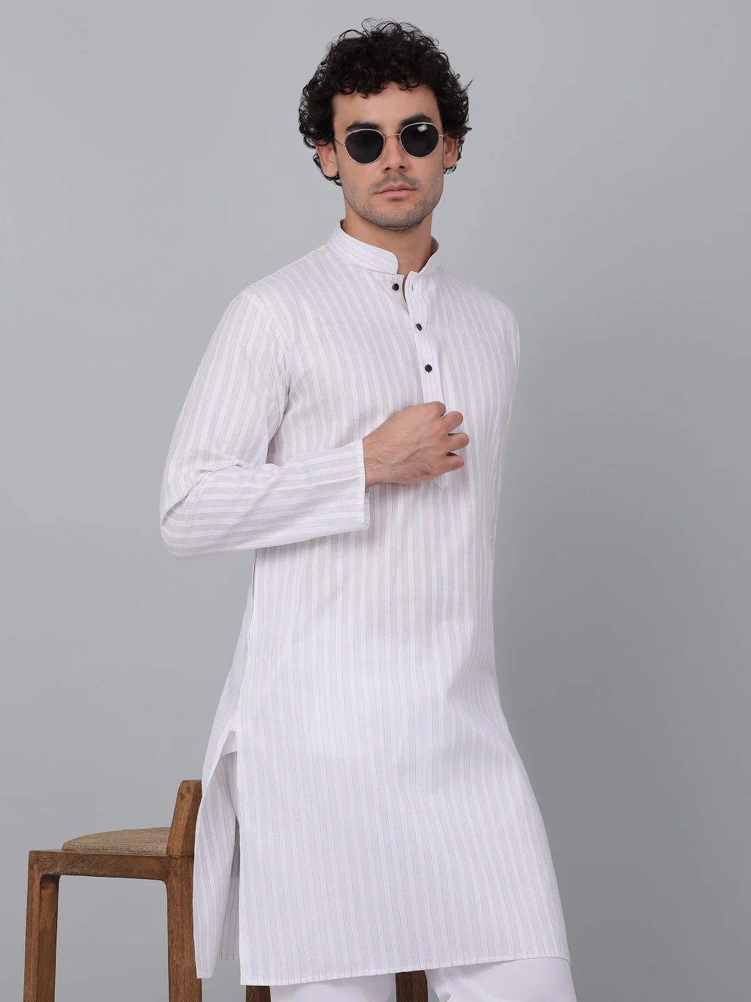 KRAFT INDIA Men Striped Pure Cotton Knee Length Kurta Only - Image 20