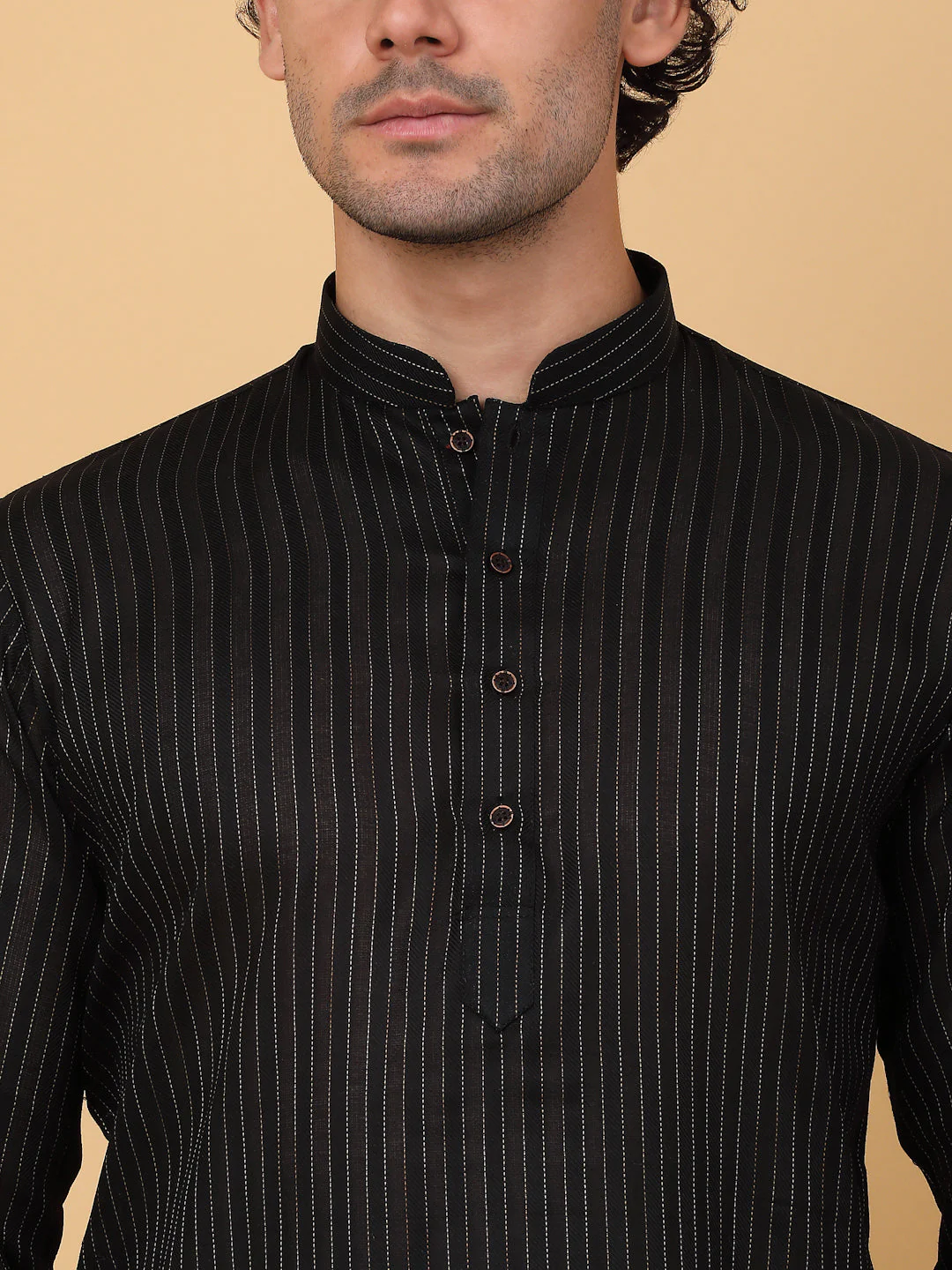 KRAFT INDIA Men Striped Pure Cotton Knee Length Kurta Only - Image 3