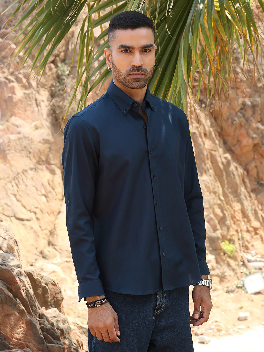 KRAFT INDIA Men Twill Cotton Solid Button-Down Collar Casual Shirt - Image 108