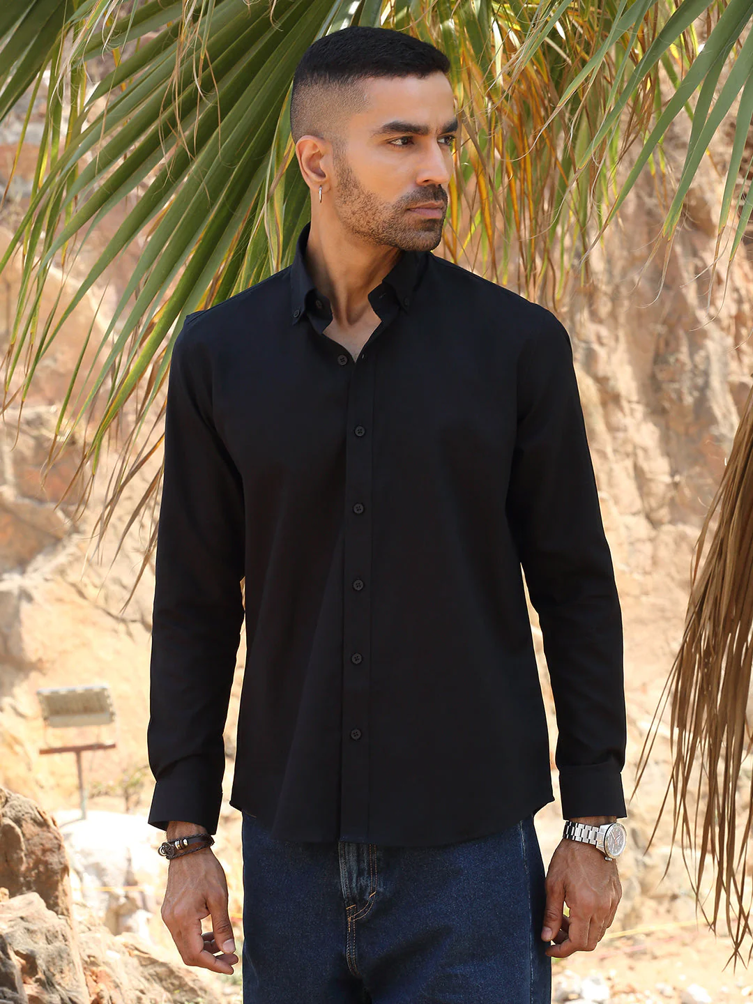 KRAFT INDIA Men Twill Cotton Solid Button-Down Collar Casual Shirt - Image 71