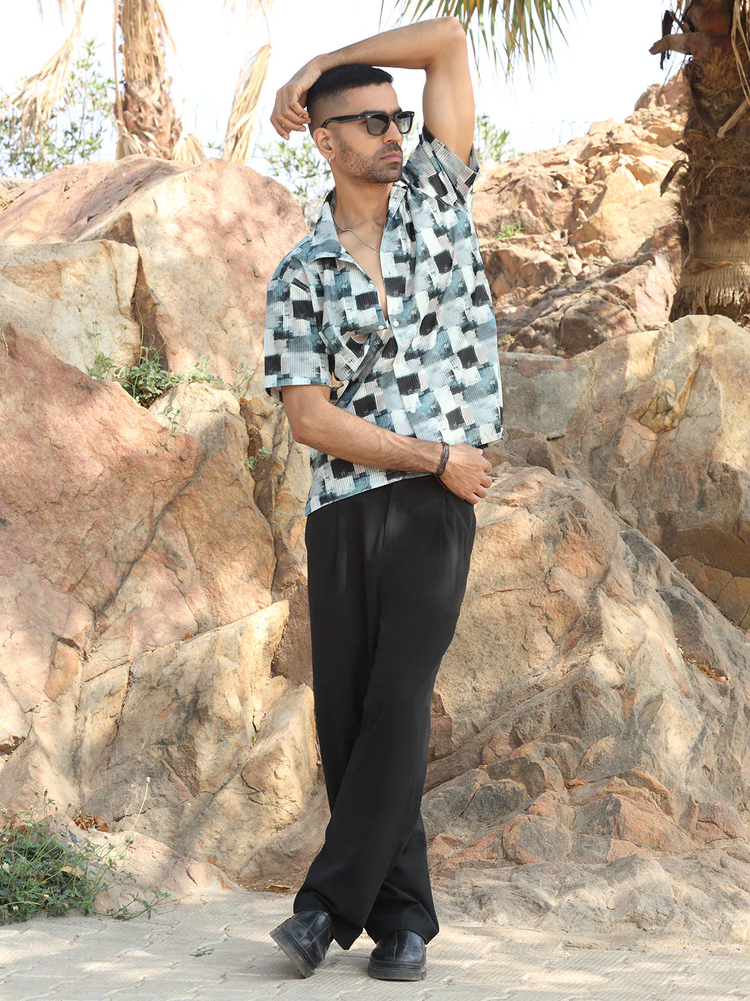 KRAFT INDIA Men Viscose Rayon Cuban Collar Printed Casual Shirt - Image 4