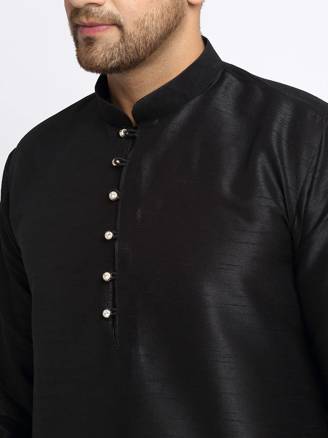 KRAFT INDIA Mens Black Kurta and churidar with embroided Zari Nehru jacket - Image 6