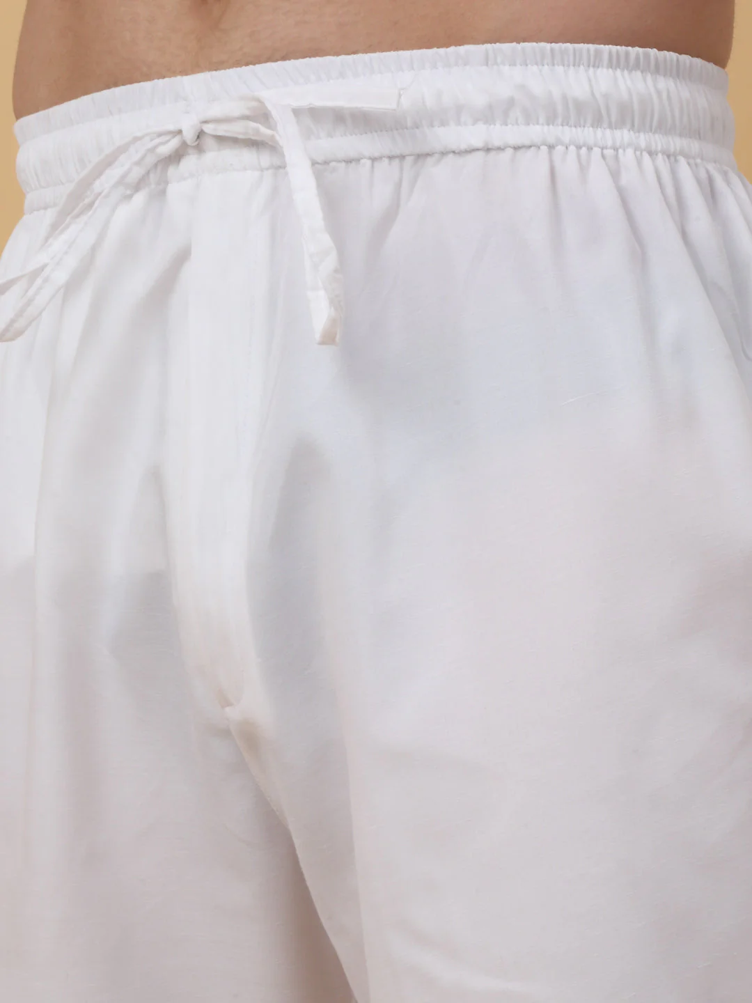 KRAFT INDIA Men's Cotton Blend White Elastic Waistband Churidar For Kurta - Image 3