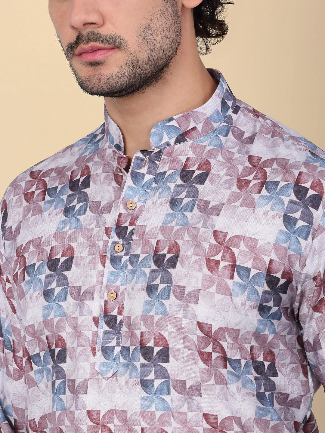KRAFT INDIA Men's Cotton Ethnic Motifs Printed Short Waist Length Kurta - Image 18