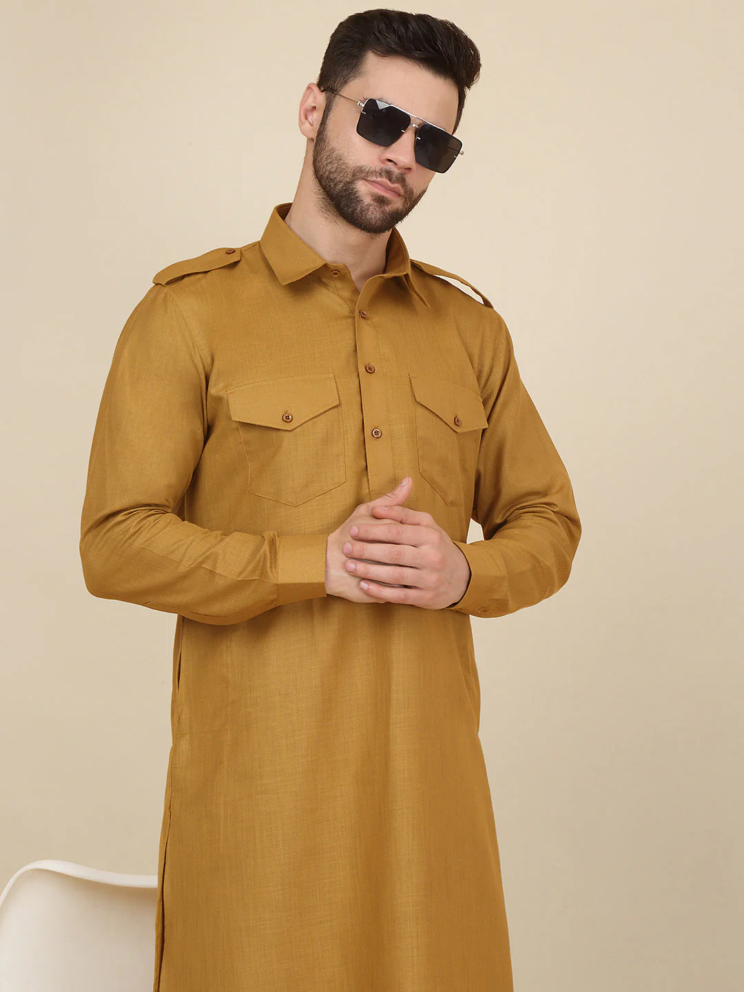 KRAFT INDIA Men's Cotton Pathani Kurta With Drawstring Salwar Set - Image 15