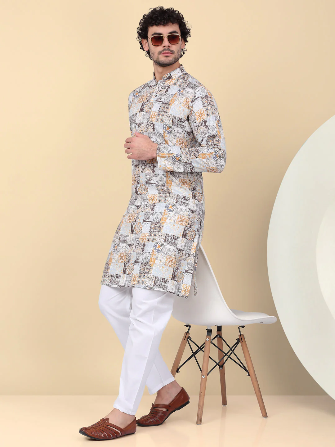 KRAFT INDIA Men's Cotton Regular Fit Abstract Printed Kurta - Image 20