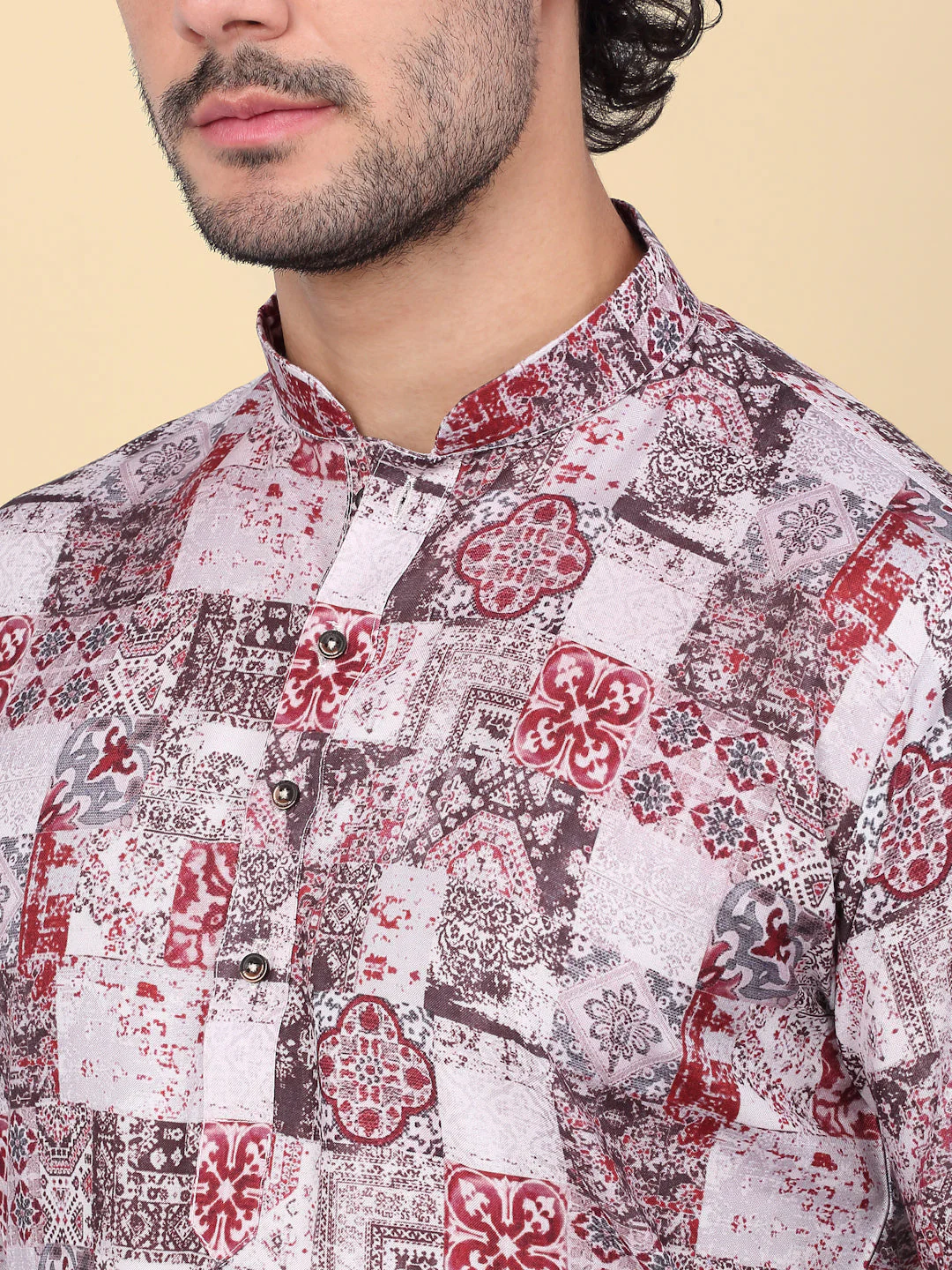 KRAFT INDIA Men's Cotton Regular Fit Abstract Printed Kurta With Elastic Waistband Pyjama set - Image 11