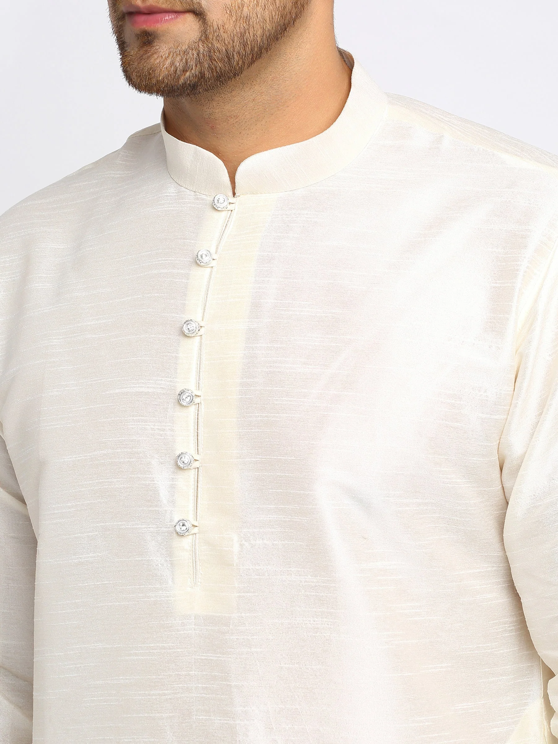 KRAFT INDIA Mens Cream Kurta and churidar with embroided Zari Nehru jacket - Image 6