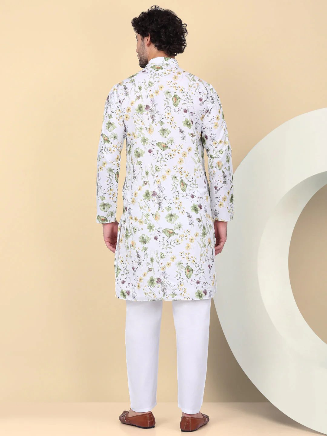 KRAFT INDIA Men's Linen Straight Floral Printed Kurta - Image 22