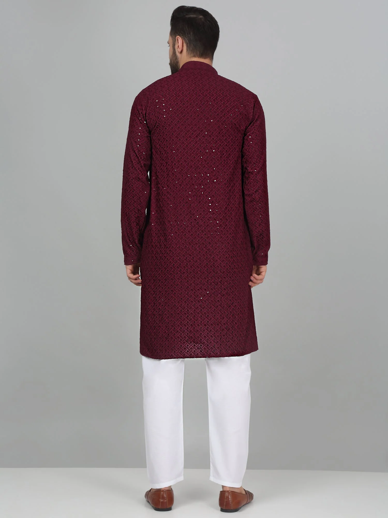 KRAFT INDIA Men's Linen Straight Floral Printed Kurta With Elastic Waistband Pyjama set - Image 22