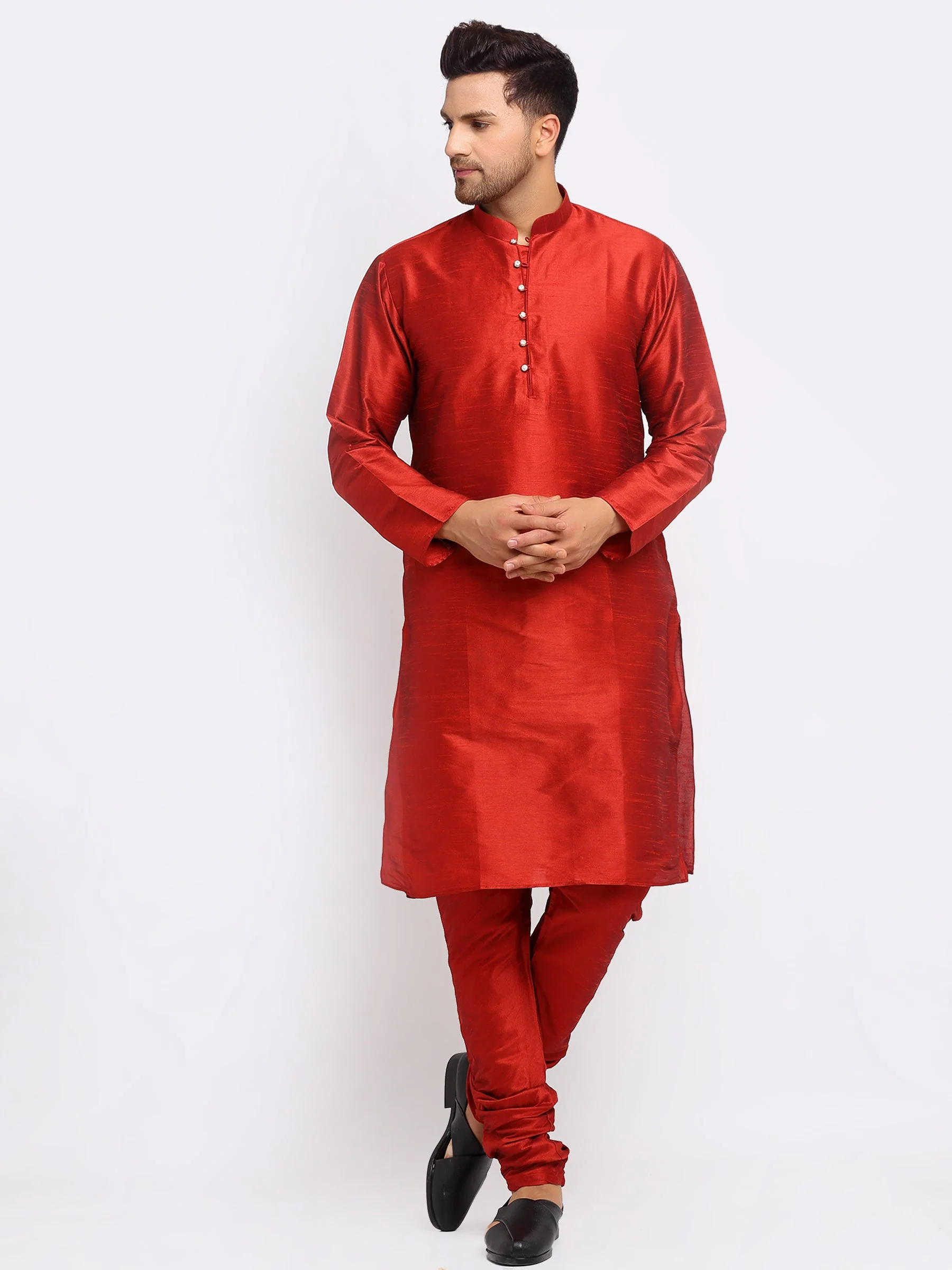 KRAFT INDIA Mens Maroon Kurta and churidar with embroided Zari Nehru jacket - Image 19
