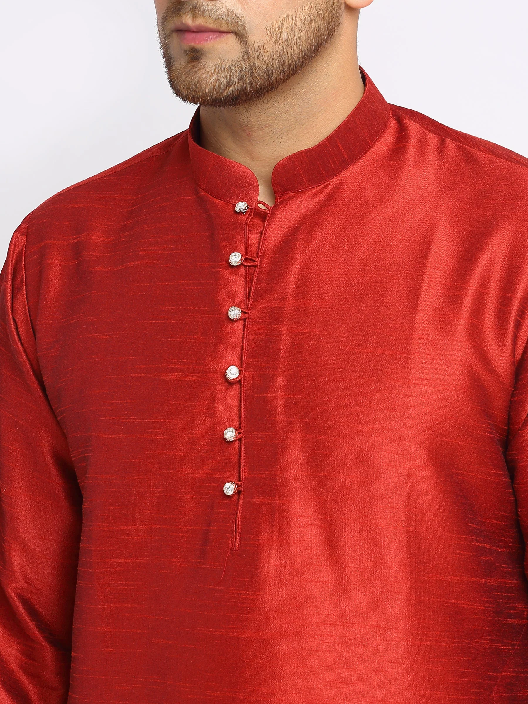 KRAFT INDIA Mens Maroon Kurta and churidar with embroided Zari Nehru jacket - Image 6