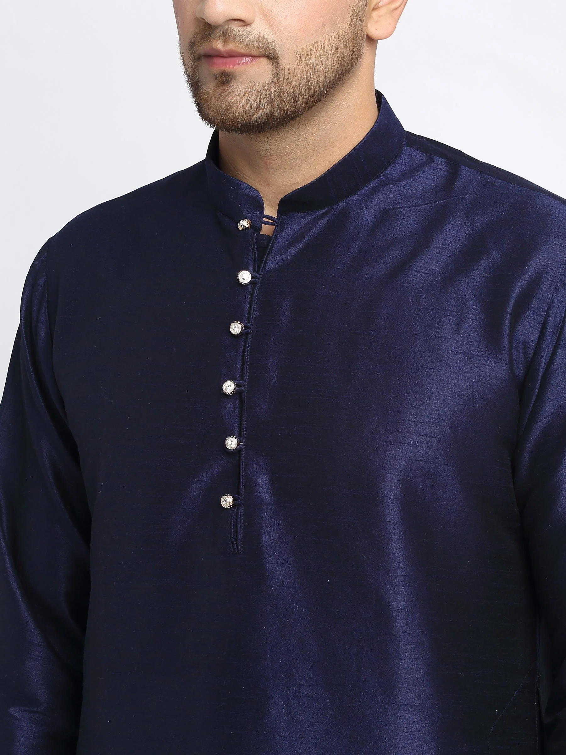KRAFT INDIA Mens Navy Blue Kurta and churidar with embroided Zari Nehru jacket - Image 13