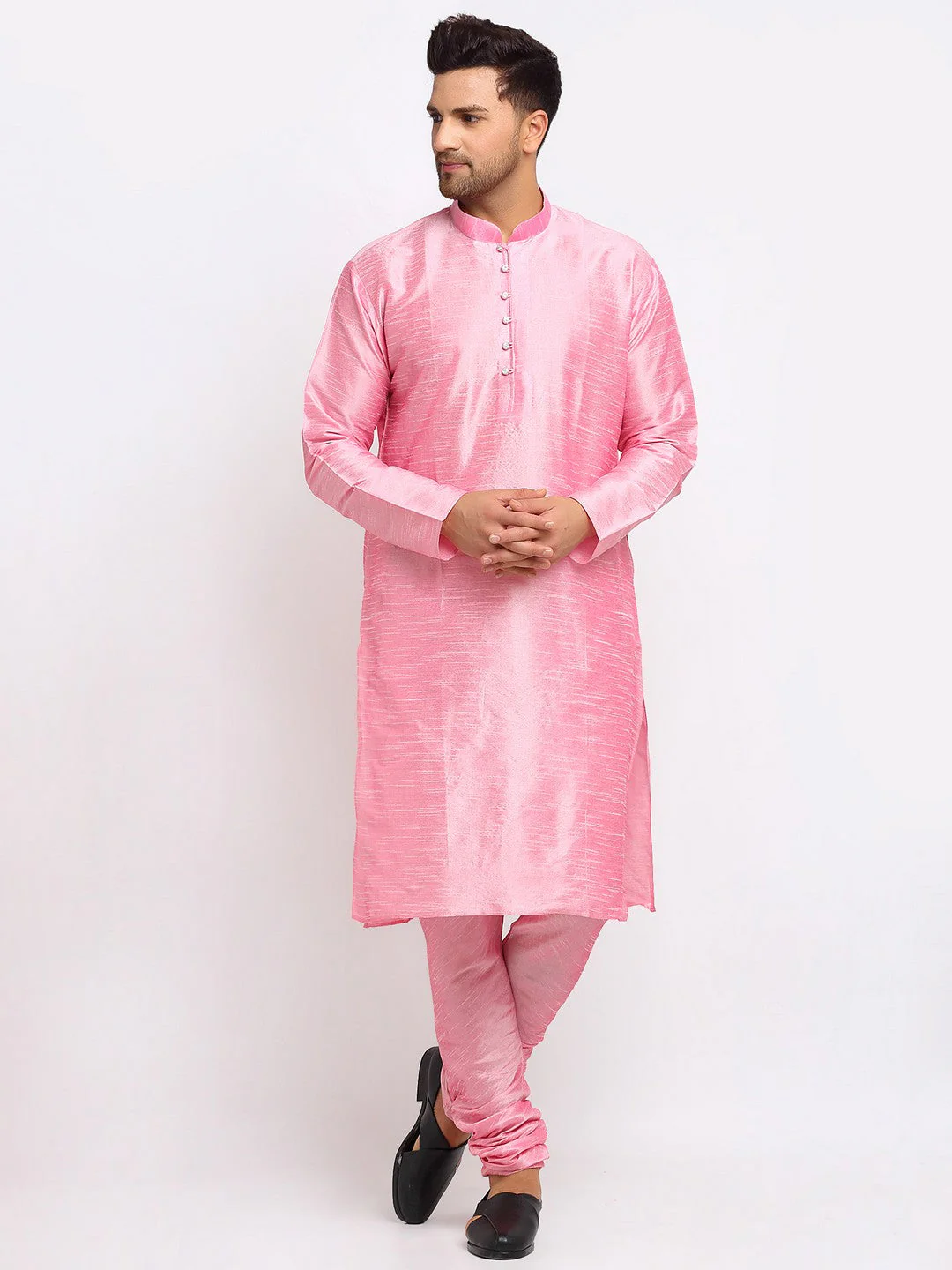 KRAFT INDIA Mens Pink Kurta and churidar with embroided Zari Nehru jacket - Image 12