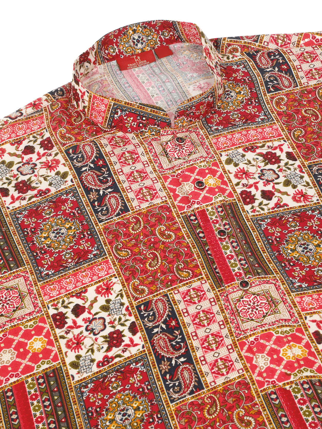 KRAFT INDIA Men's Rayon Ethnic Motif Embroidered Regular Straight Kurta - Image 14