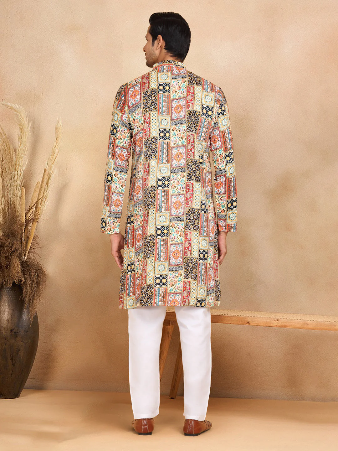 KRAFT INDIA Men's Rayon Ethnic Motif Embroidered Regular Straight Kurta - Image 17