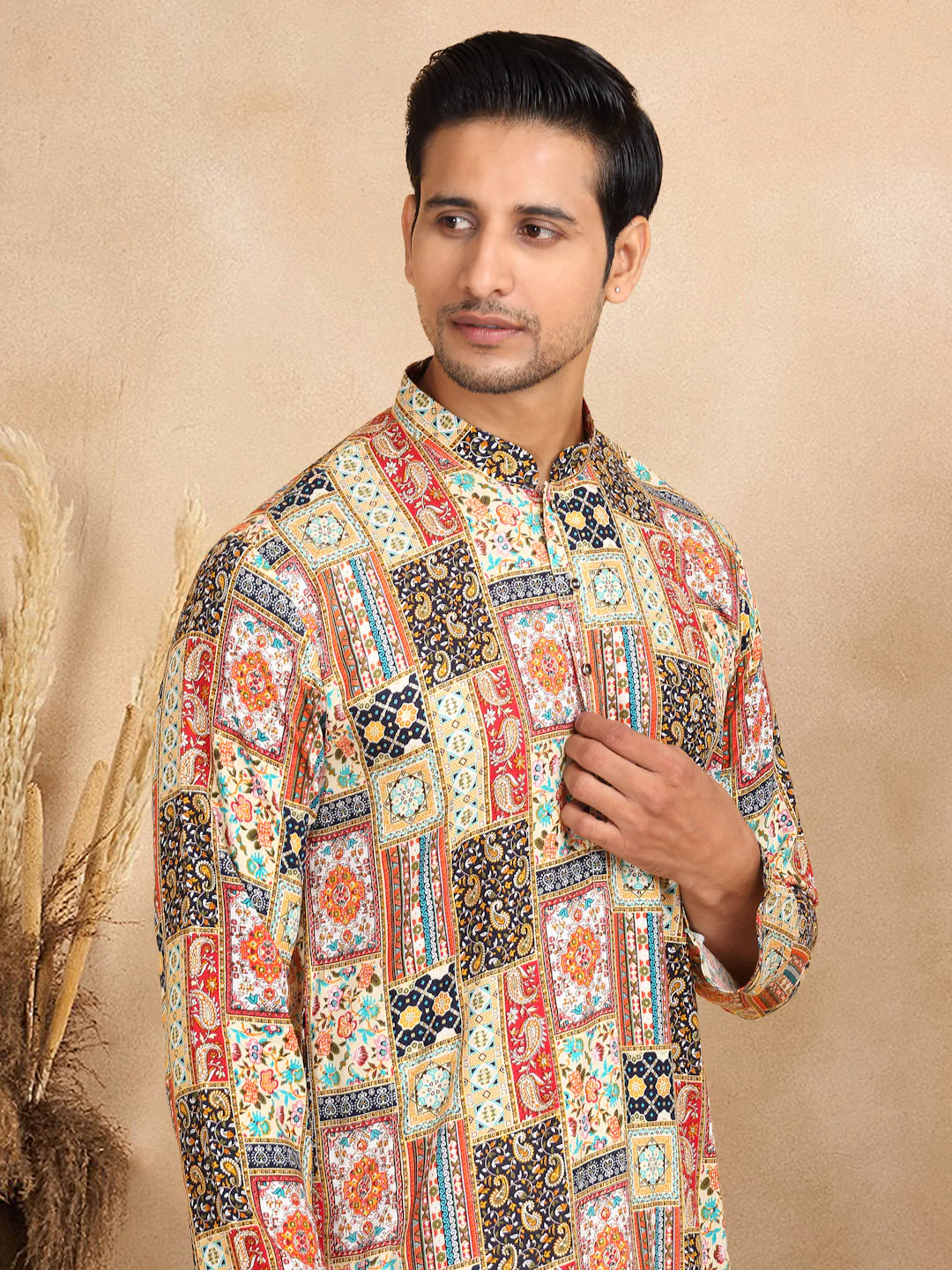 KRAFT INDIA Men's Rayon Ethnic Motif Embroidered Regular Straight Kurta - Image 18