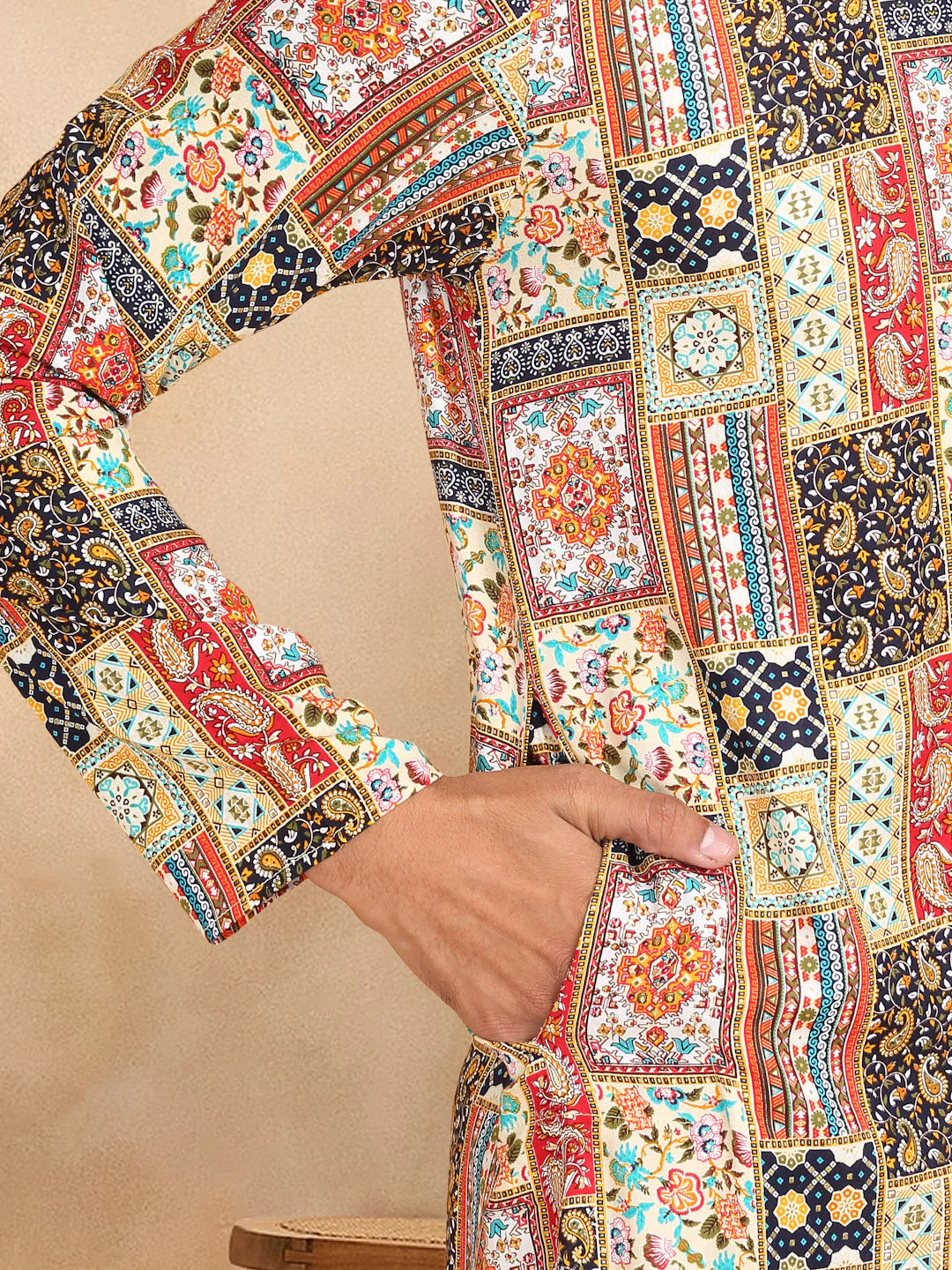 KRAFT INDIA Men's Rayon Ethnic Motif Embroidered Regular Straight Kurta - Image 19