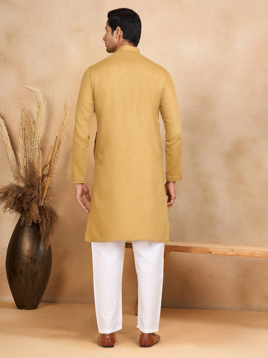 KRAFT INDIA Men's Regular Cotton Striped Mandarin Collar Long Sleeve Kurta Pyjama Set - Image 17