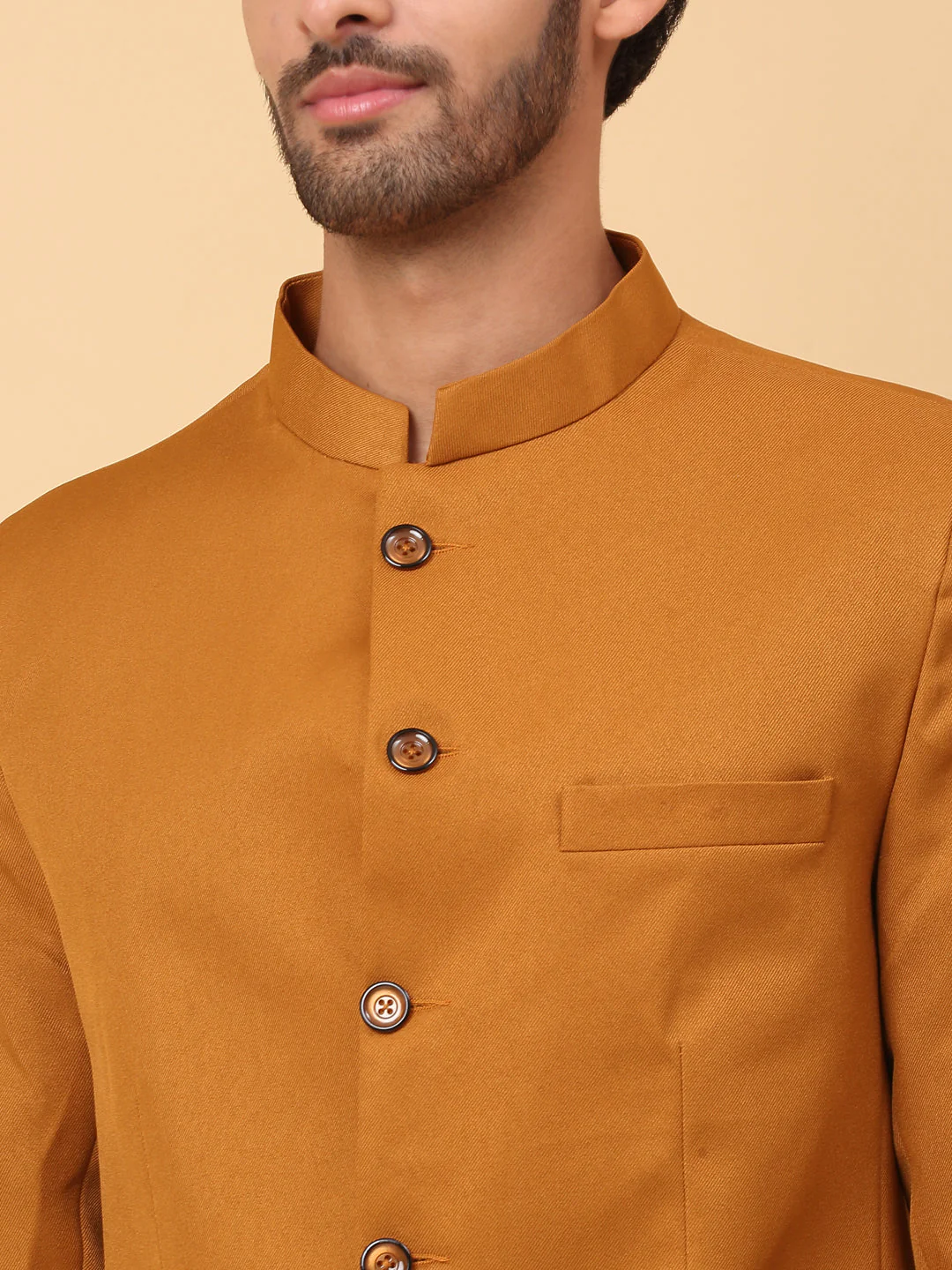 KRAFT INDIA Men's Regular Fit Solid Cotton Twill Bandhgala Coat - Image 20