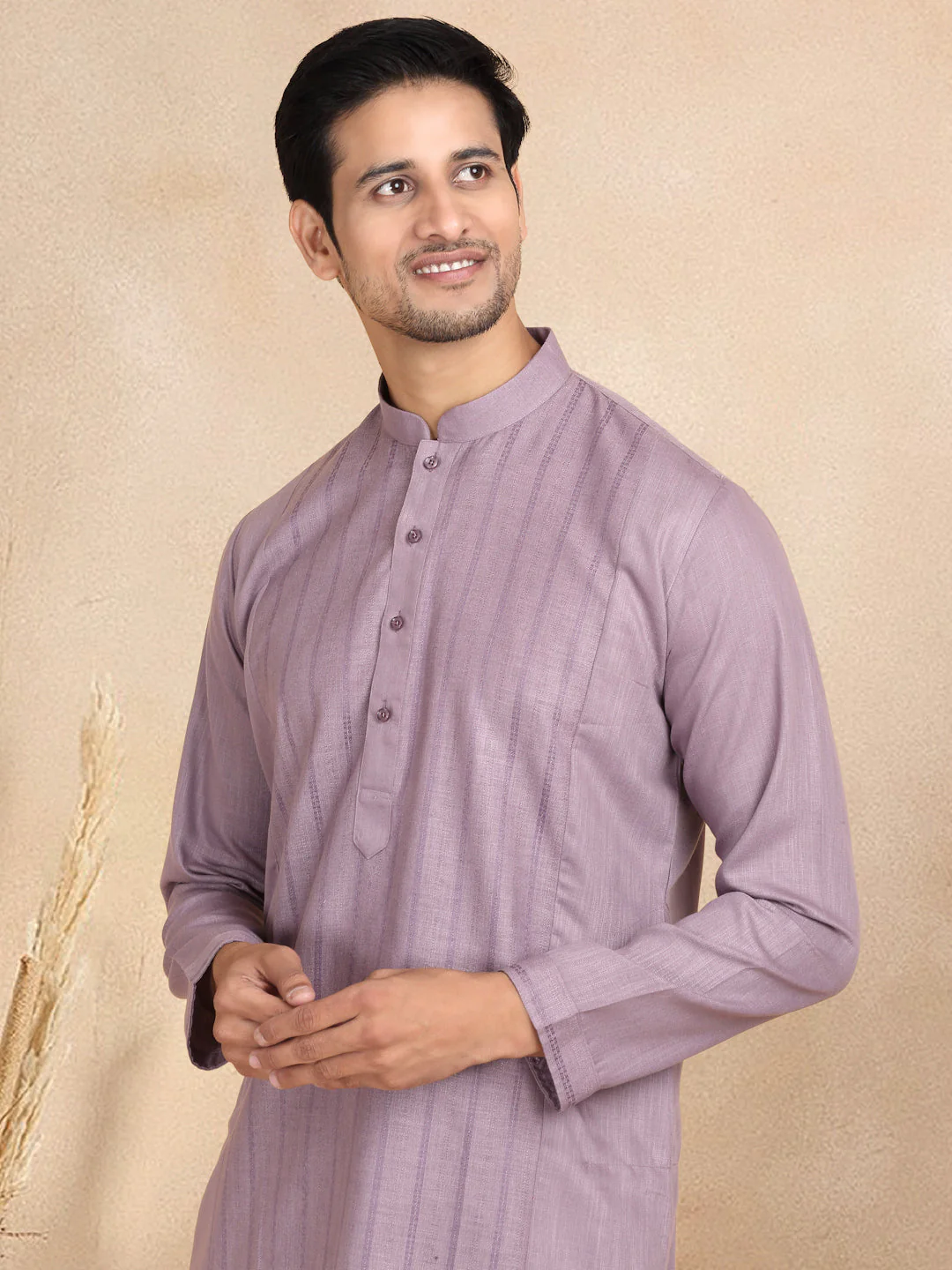 KRAFT INDIA Men's Regular Striped Mandarin Collar Long Sleeve Kurta - Image 23