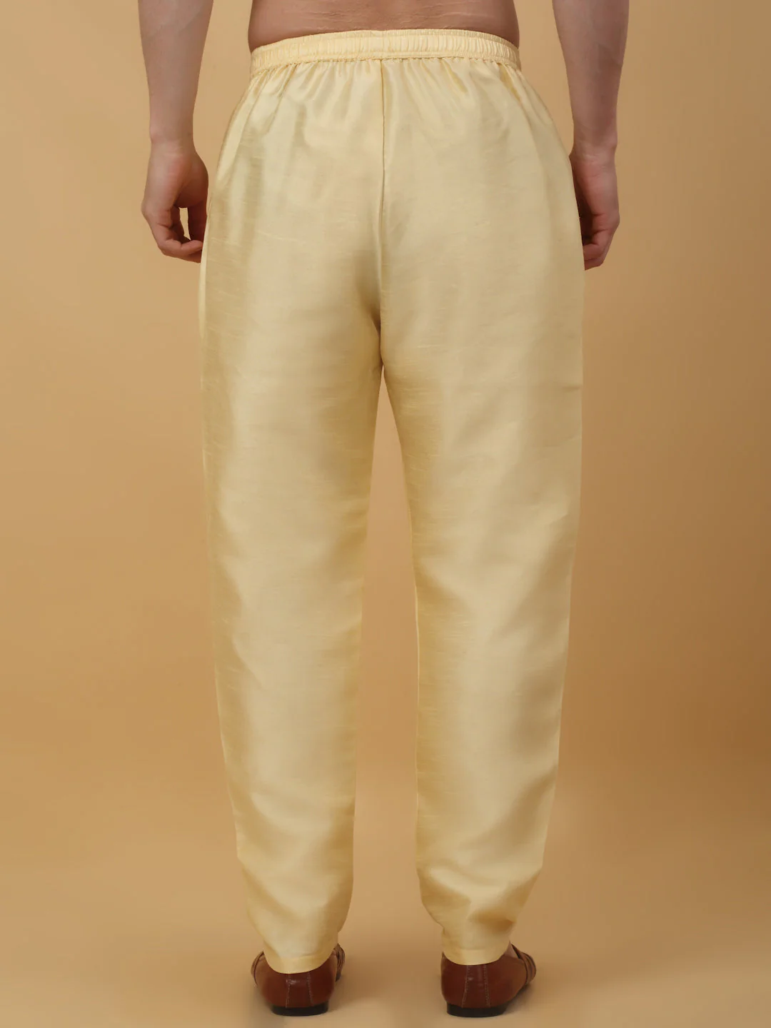 KRAFT INDIA Men's Silk Blend Beige Elastic Waistband Churidar For Kurta - Image 2