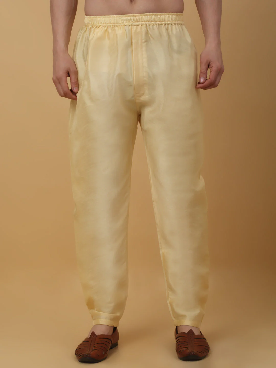 KRAFT INDIA Men's Silk Blend Beige Elastic Waistband Churidar For Kurta - Image 9